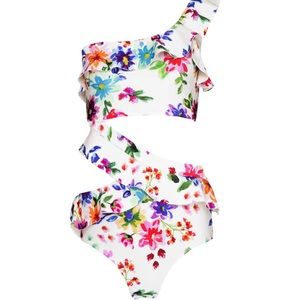PatBo Bloom One Shoulder Swimsuit